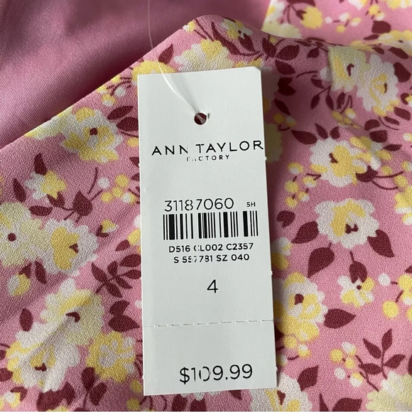 New! Ann Taylor Pink/Yellow Floral Fit & Flare Dress nwt 28398 - Picture 14 of 15